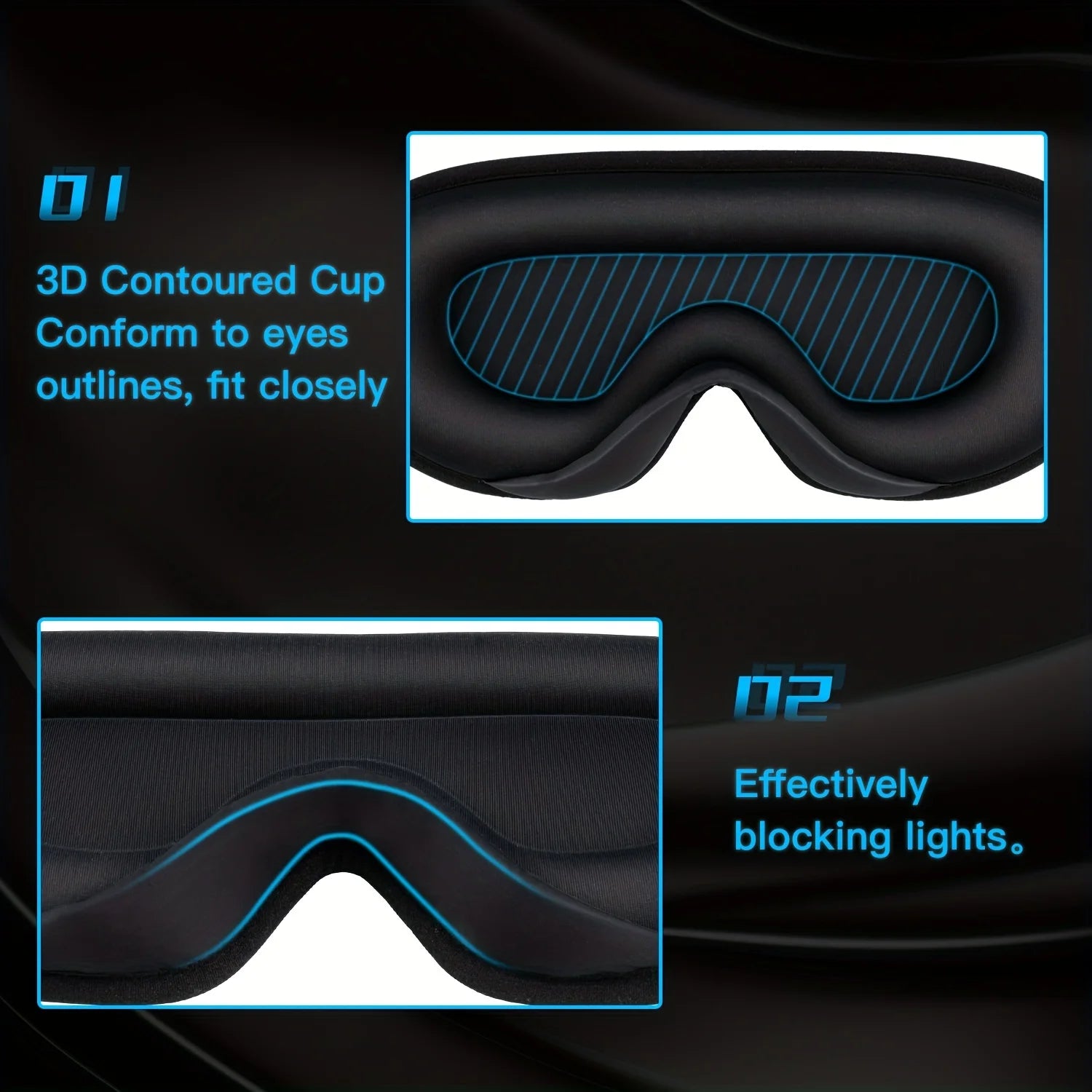 3D Blackout Sleep Mask + Ear Plugs