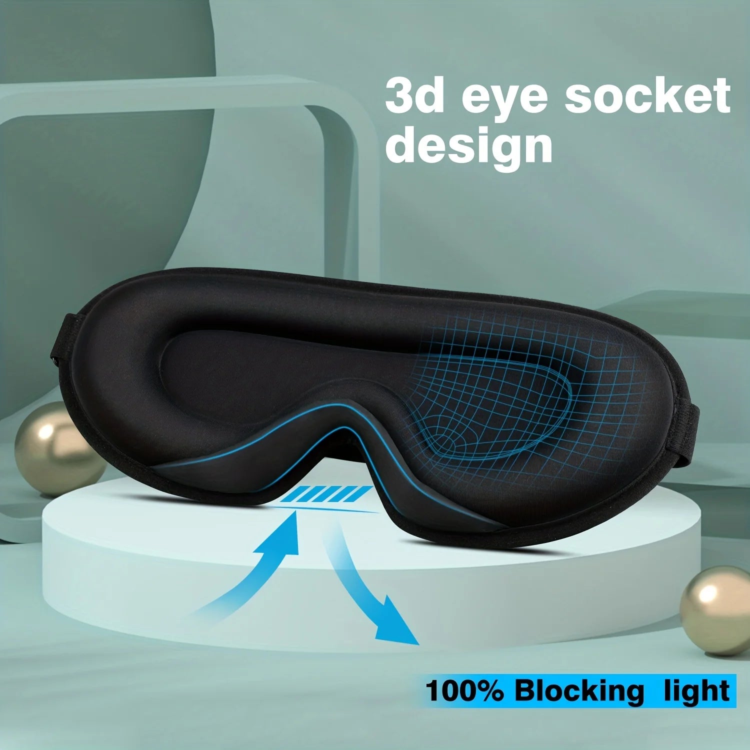 3D Blackout Sleep Mask + Ear Plugs