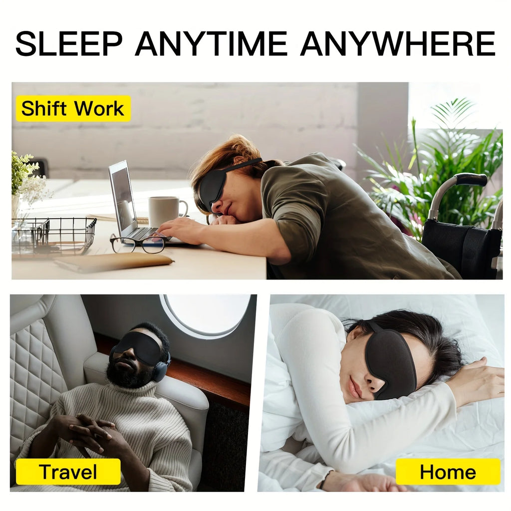 3D Blackout Sleep Mask + Ear Plugs